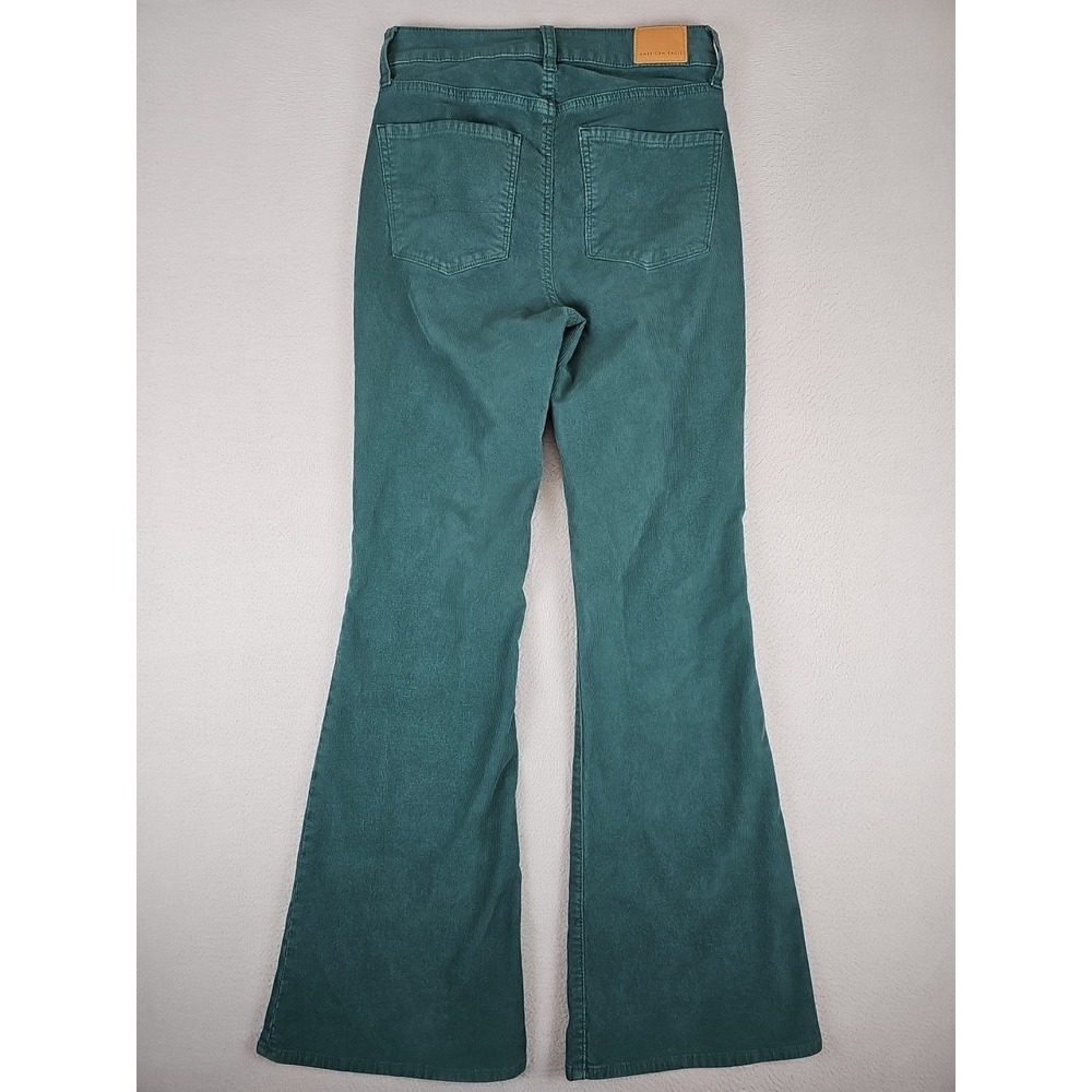 American Eagle Pants Women's Size 0 26x30 Green Super High Rise Flare Corduroy - Picture 5 of 7
